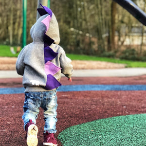 Girls Purple Ombre Dino Hoodie -- Ultra Violet Purple Dinosaur Hoodie for Kids - Wolfe and Scamp