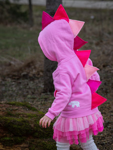 Candy Pink Dino Hoodie with Pink Ombre Spikes