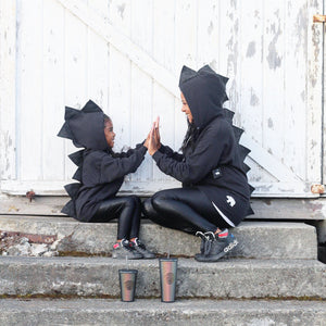 Mommy and Me Handmade dinosaur Hoodies With Black Spikes