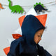 Navy Blue Dino Hoodie with Orange + White Spikes