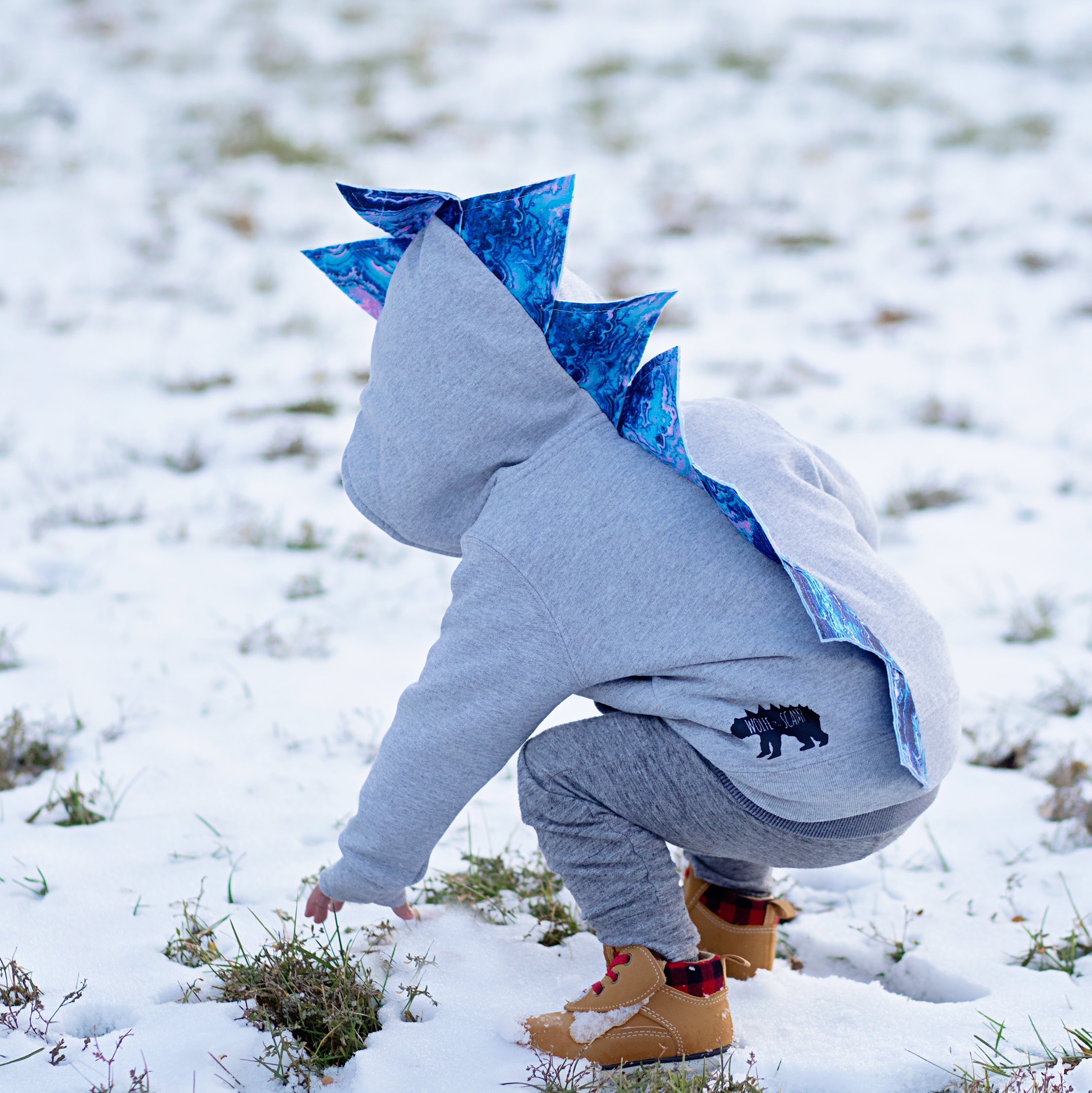 Jurassic World Blue Inspired Dinosaur Hoodie -- Blue Geode - Gray Jacket