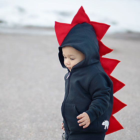 Red and Black Children's Dinosaur Hoodie - Reverse Fireball – Wolfe and ...