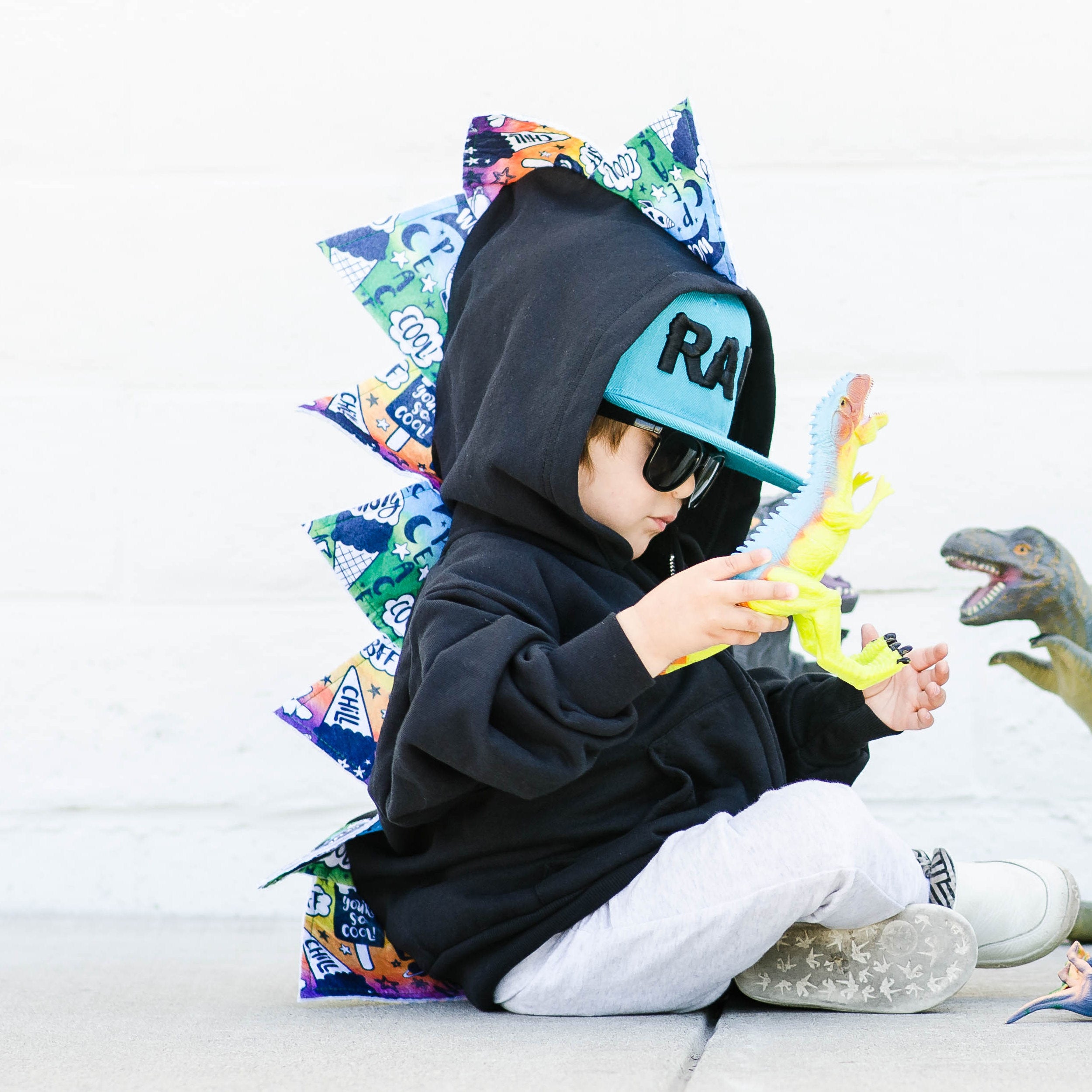 Black Rainbow Dinosaur Spike Hoodie Unicorn Farts Wolfe And Scamp Black Rainbow Dinosaur Spike Hoodie Unicorn Farts Wolfe And Scamp