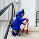 handmade blue dragon hoodie with tail for preschool boy