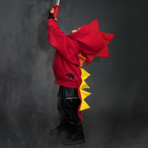 Baby/Toddler/Kids Red Dragon Hoodie With Tail - Fire Dragon - Wolfe and Scamp