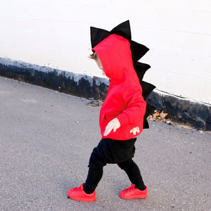red and black dinosaur hoodie handmade for kids