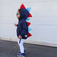 Baby Toddler Kids Blue Dinosaur Hoodie  - Navy and Red Spiked Dino Sweater - Wolfe and Scamp