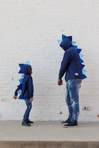 Matching blue dinosaur hoodies handmade gift