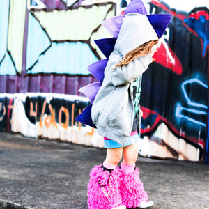 Girls Purple Ombre Dino Hoodie -- Ultra Violet Purple Dinosaur Hoodie for Kids - Wolfe and Scamp