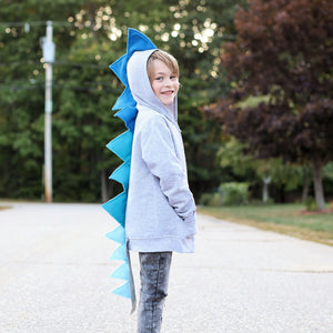 blue ombre dinosaur hoodie with tail handmade for toddlers and kids