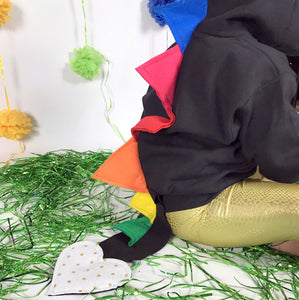 LIMITED EDITION St Patty's Rainbow Dragon Hoodie for Baby/Toddler/Kids - Black Jacket with Gold Dot Tail - Wolfe and Scamp